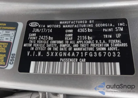 2015 Kia Optima Ex from USA, damaged, VIN 5XXGN4A71FG367032